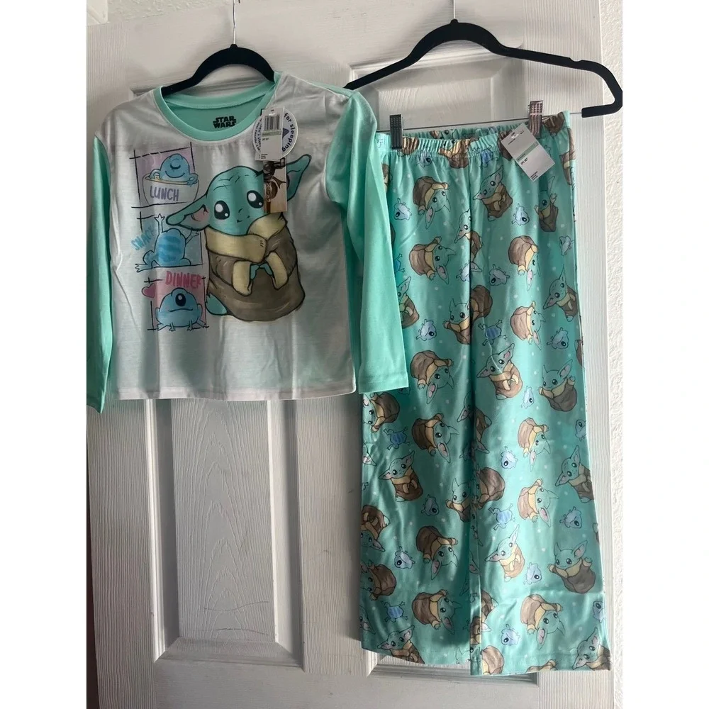 Star Wars Grogu Baby Yoda Pajama Set Kids Size 8 Mint Green Mandalorian 2PC NWT